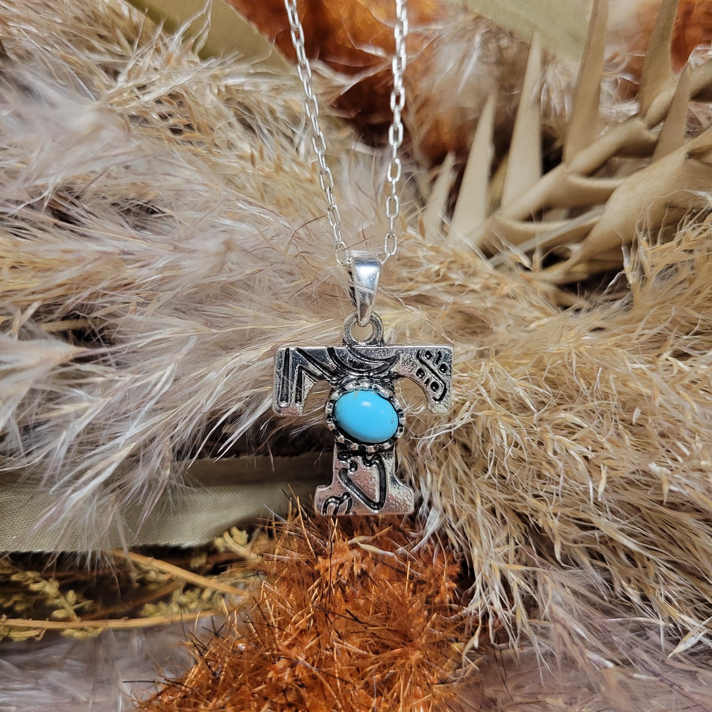 Stamped Inital Stone Necklace