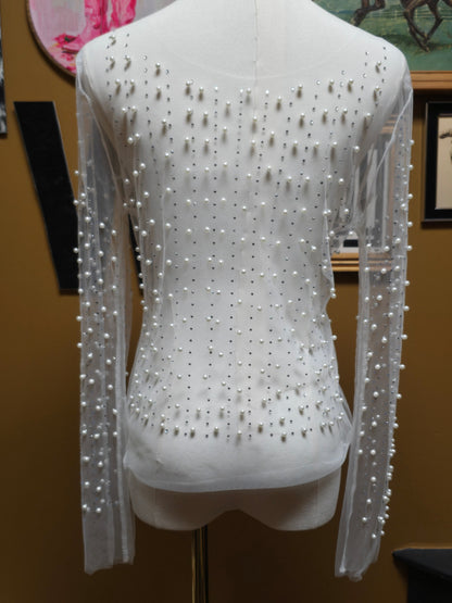 Oh Pearl Mesh Top [white]