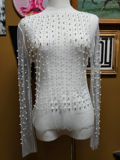 Oh Pearl Mesh Top [white]