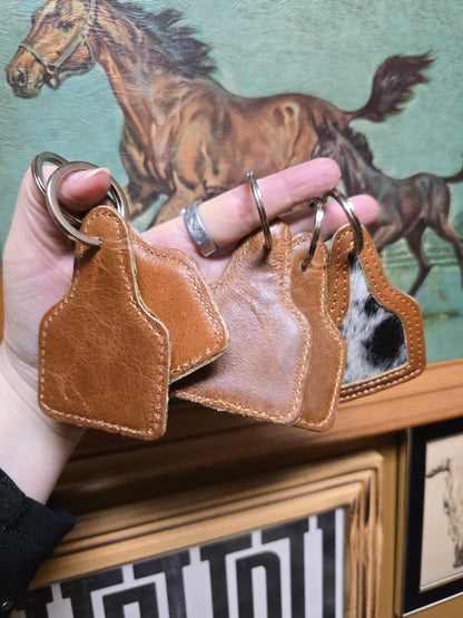Ear Tag Cowhide Keychain      