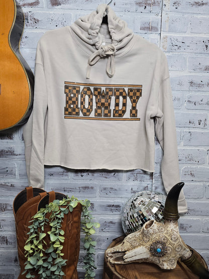 Checkered Howdy Crop Hoodie