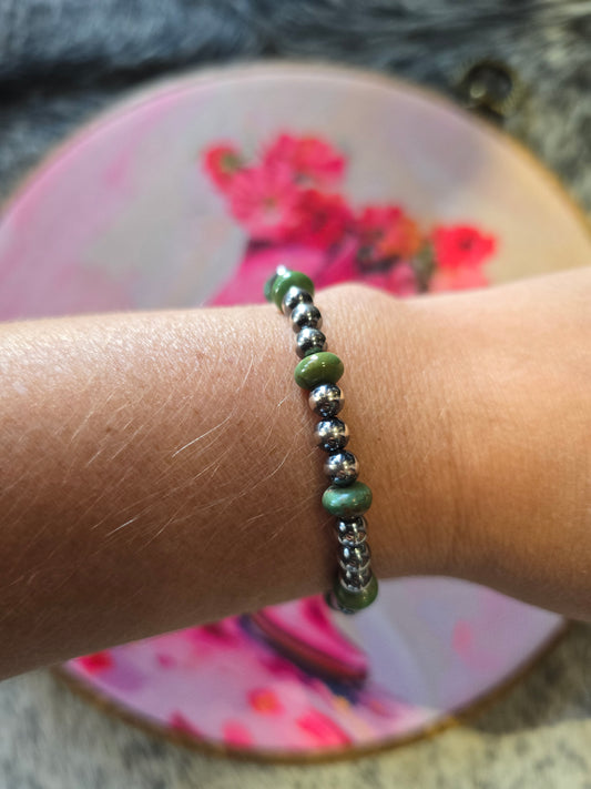 Rondelle Pearl & Turquoise Bracelet