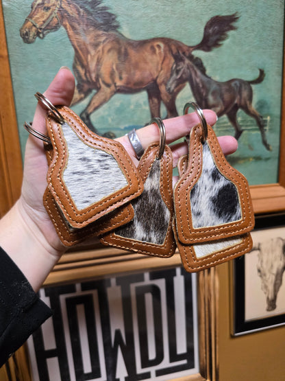 Ear Tag Cowhide Keychain      