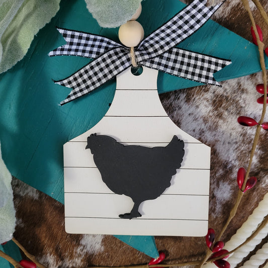 Chicken Ear Tag Ornament