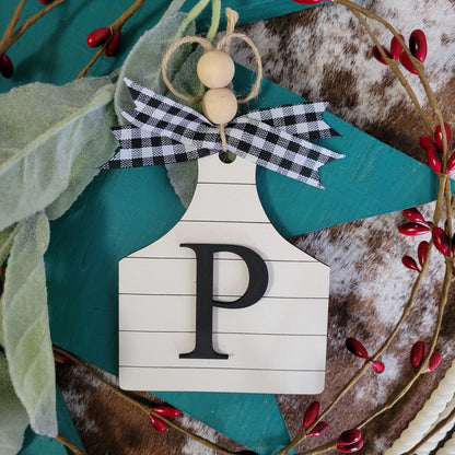 Initial Ear Tag Ornaments