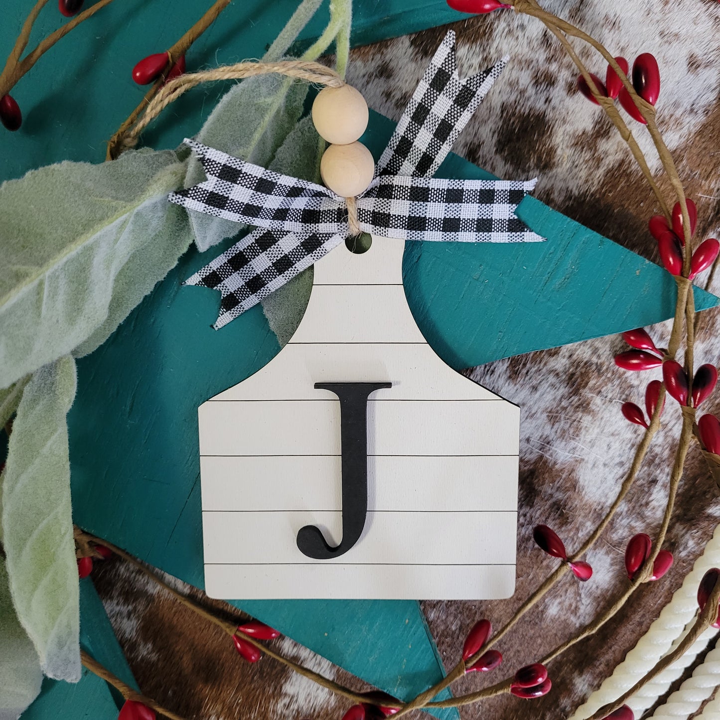 Initial Ear Tag Ornaments
