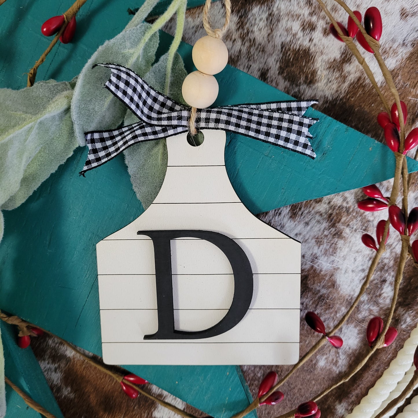 Initial Ear Tag Ornaments