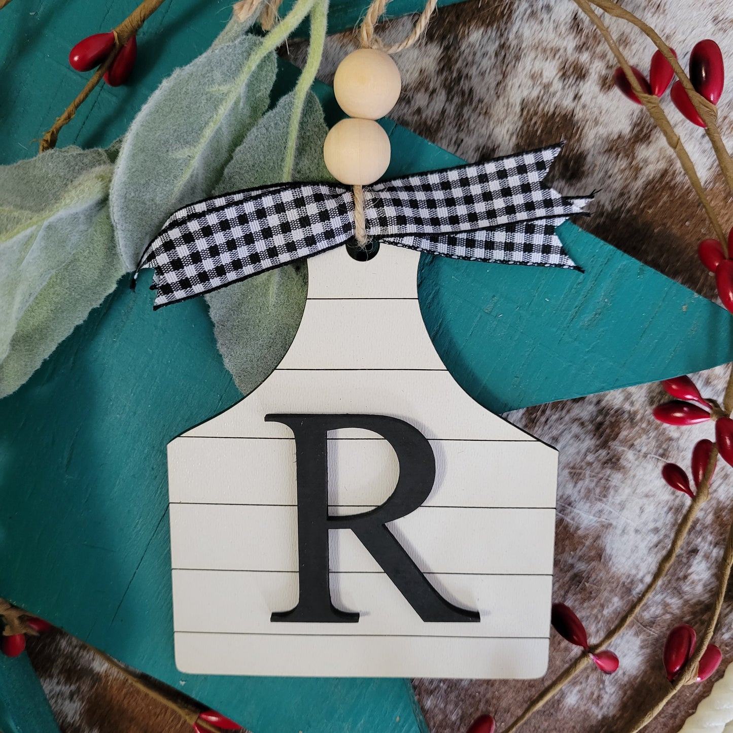 Initial Ear Tag Ornaments
