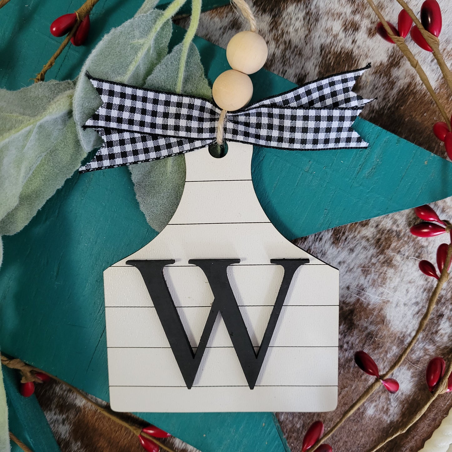 Initial Ear Tag Ornaments