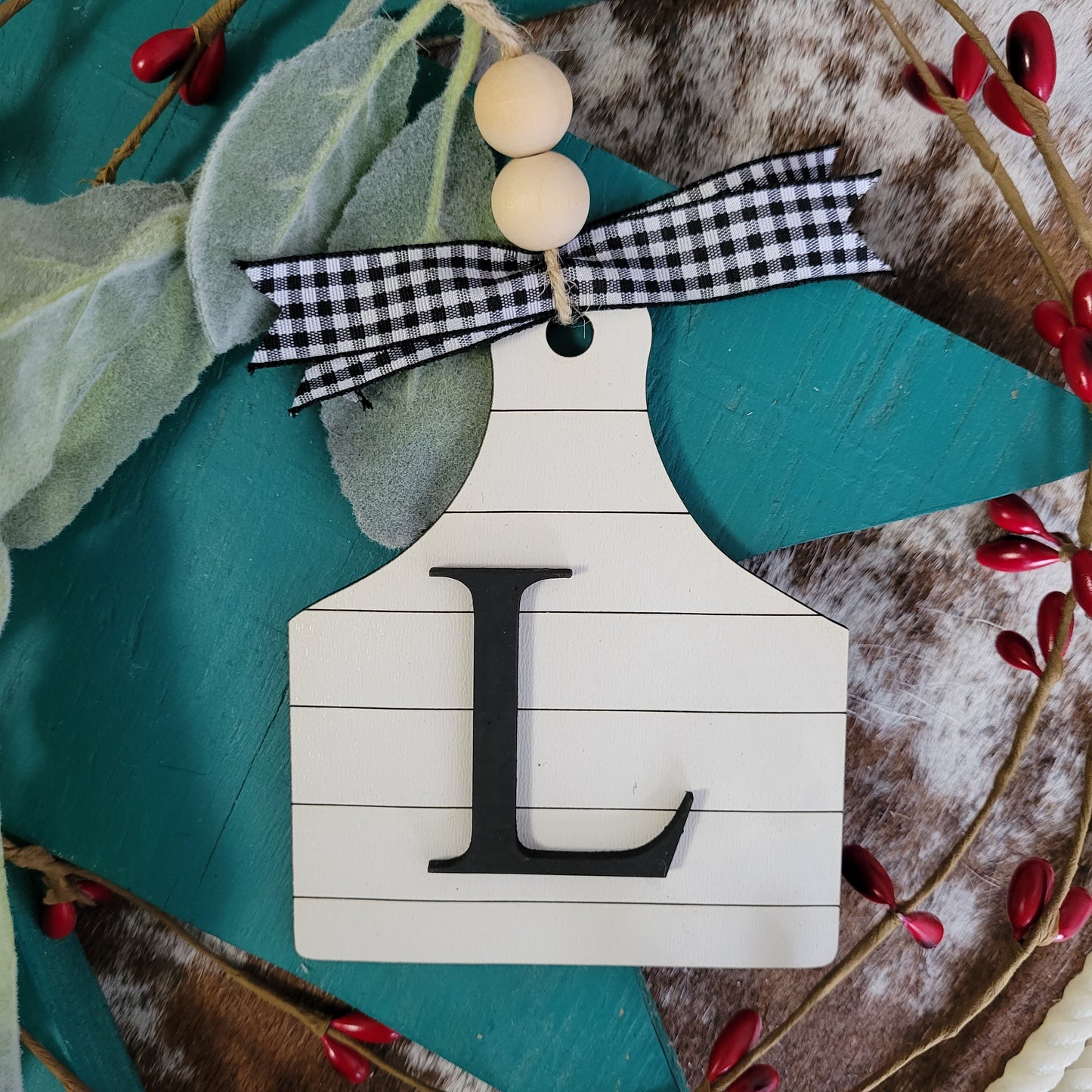 Initial Ear Tag Ornaments