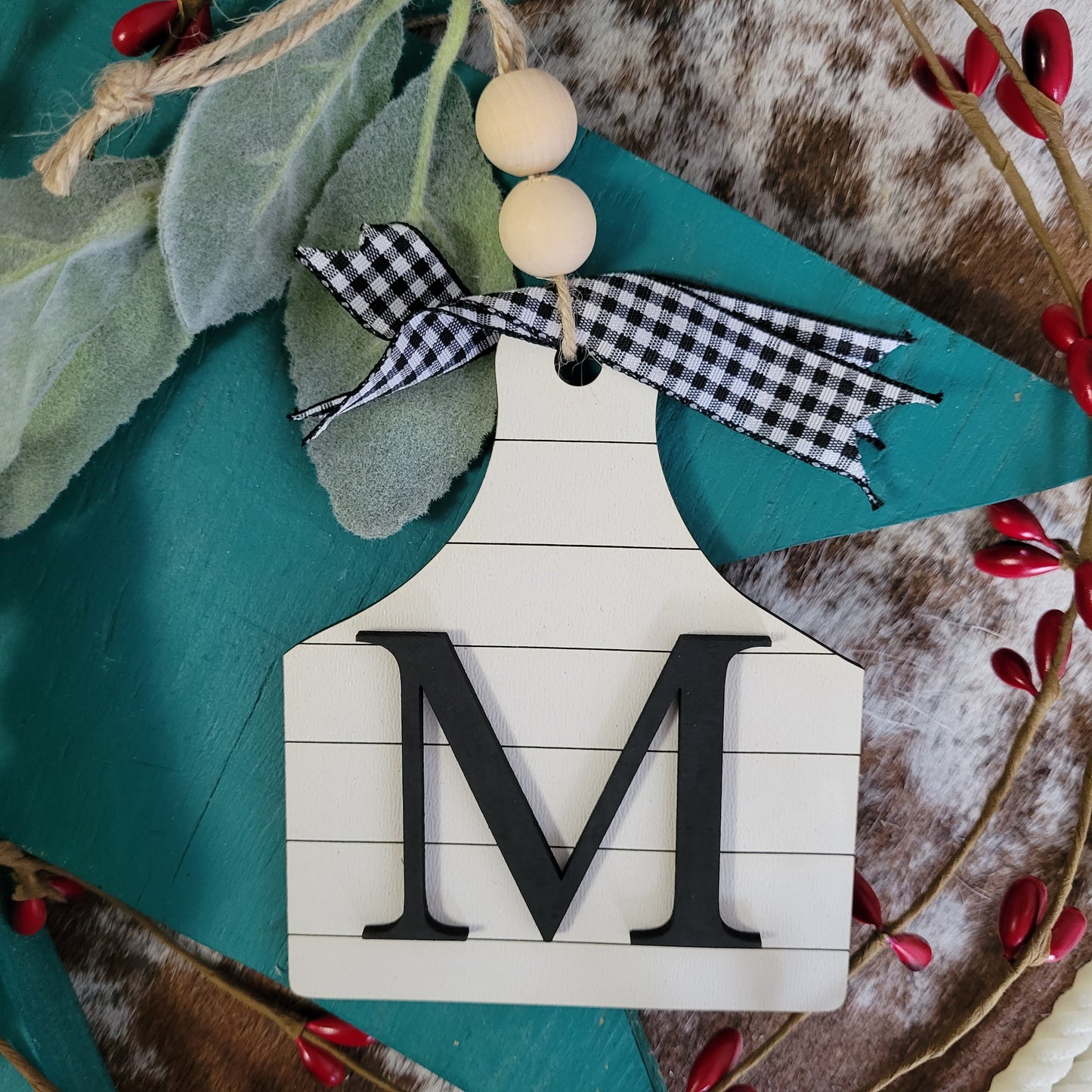 Initial Ear Tag Ornaments
