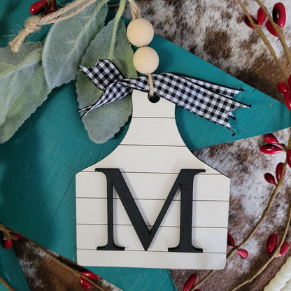 Initial Ear Tag Ornaments
