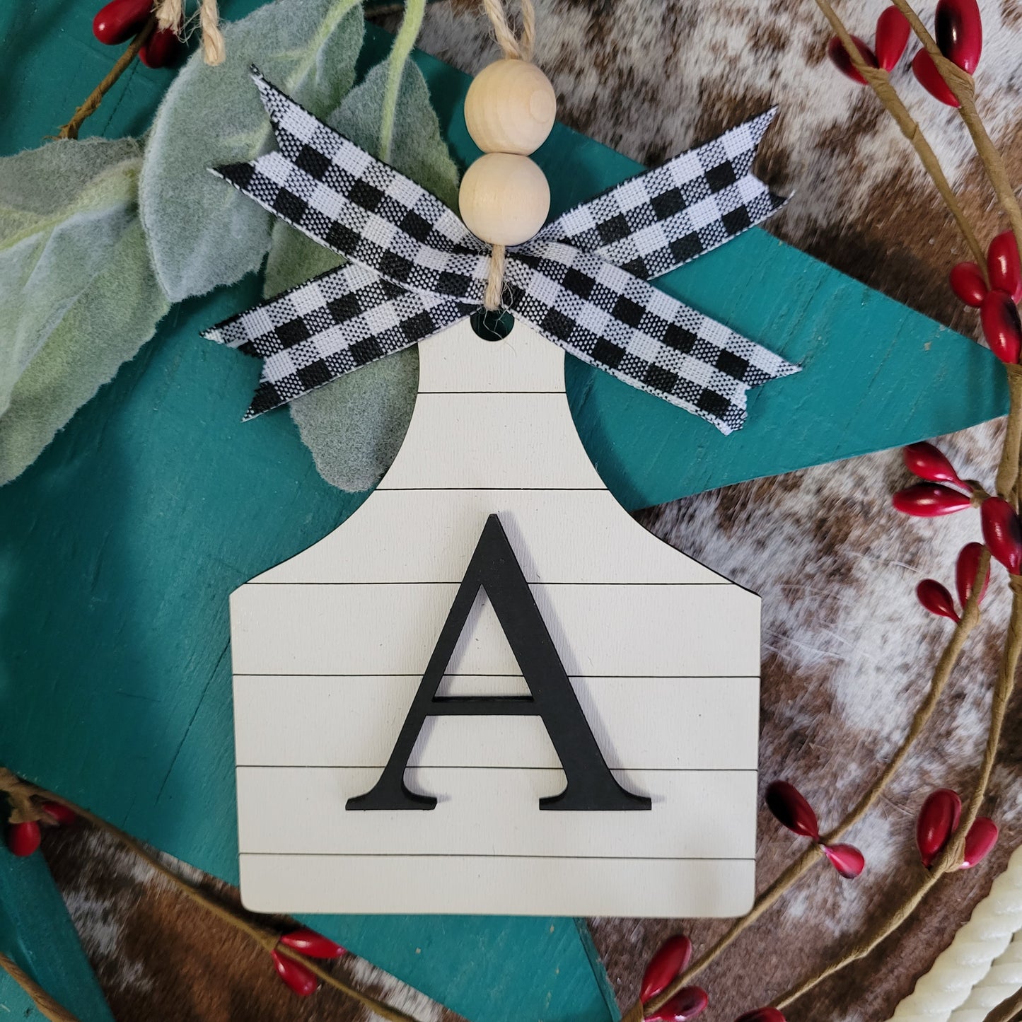 Initial Ear Tag Ornaments