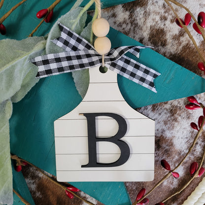 Initial Ear Tag Ornaments
