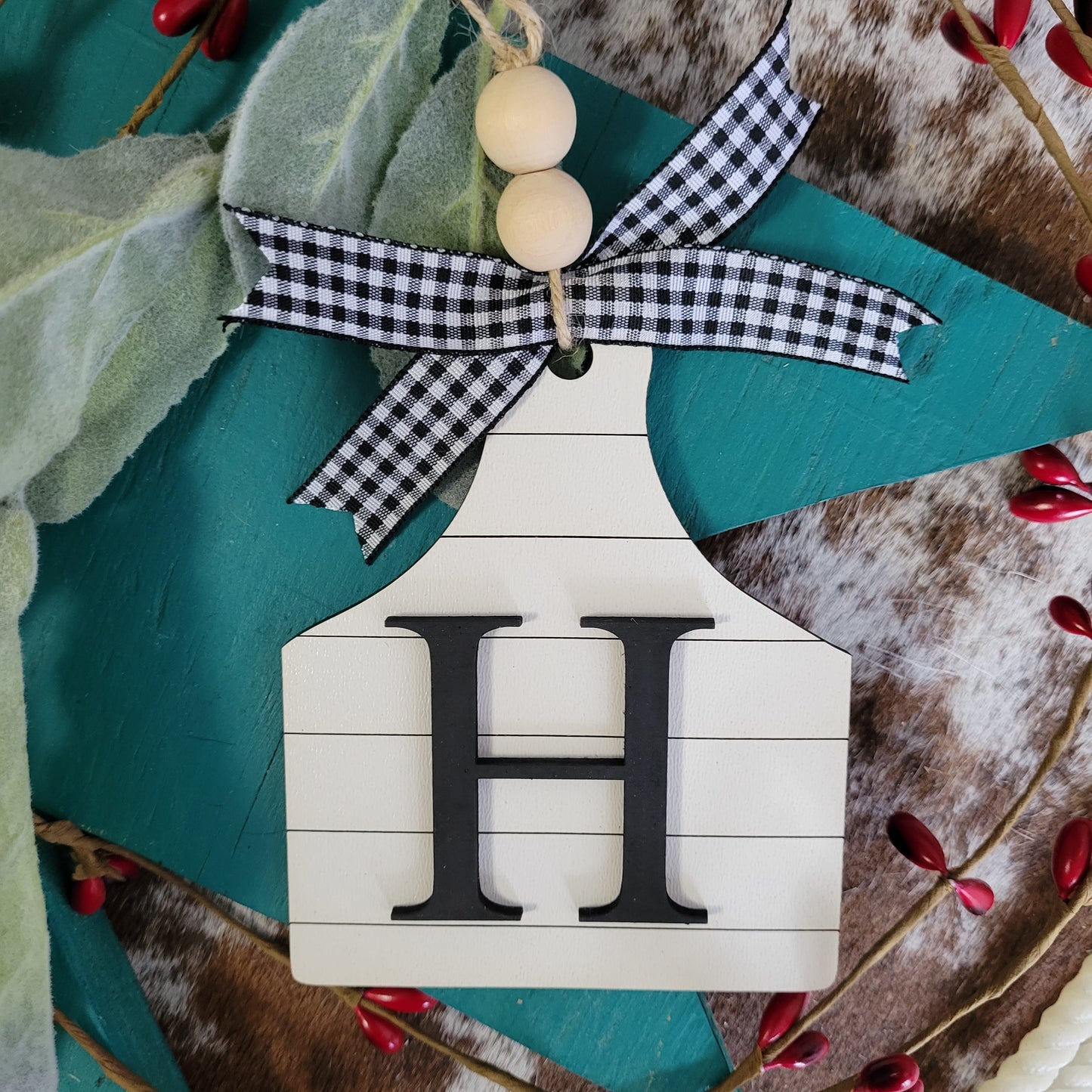 Initial Ear Tag Ornaments