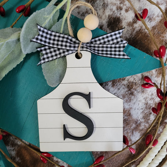 Initial Ear Tag Ornaments